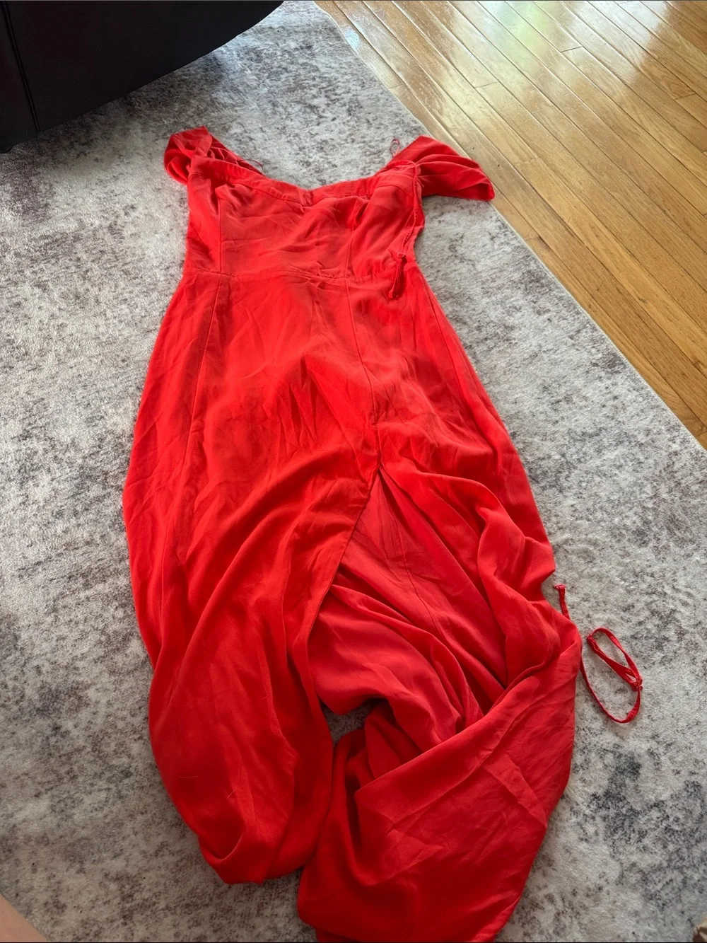 Abercrombie & Fitch Red Off-Shoulder Maxi Dress
